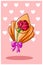Kawaii rose bouquet, valentine day cartoon illustration