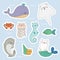 Kawaii sea cats stickers set