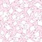 Kawaii seamless pattern with ghost cats for kids and babies. Repetitive background with floating kitties for Halloween.