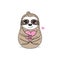 Kawaii sloth holding heart for Valentines day card.