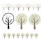 Kawaii Smiley Face Tree Vector Illustration Set