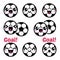 Kawaii soccer ball, football icons set