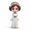 Kawaii Star Wars Leia Character: Photorealistic Accuracy In White Gown