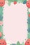 kawaii strawberry border with leaves and flowers