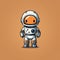 Kawaii Style Cartoon Astronaut Illustration On Brown Background