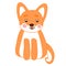 Kawaii style Corgi, shiba inu dog, sitting, doodle raster