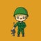 kawaii style soldier color illustration