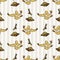 Kawaii tempura and chopstick seamless vector pattern. Hand drawn oriental deep fried seafood. Cute Japanese meal with