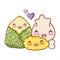 Kawaii tempura dumpling and rice food japanese cartoon, sushi and rolls