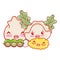 Kawaii tempura peas dumpling and food japanese cartoon, sushi and rolls