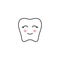 Kawaii tooth contour Line. Vector illustration of Happy tooth Face isolated On White Background.