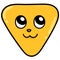 Kawaii triangle emoticon with an innocent geeky face, doodle kawaii. doodle icon image