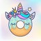 Kawaii unicorn donut pastel colours comic style