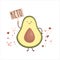 Kawaii vector illustration of a blinking avocado with a Keto plate.