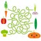 Kawaii vegetables on white background Pepper Broccoli Carrot Cucumber Garlic Pumpkin. labyrinth game for Preschool Children.
