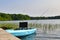 Kayak with fishing poles docked on Lake Sagatagan