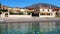 Kayak floating in calm gulf of Corinth Bay, Greece