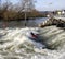 Kayak on River Weir