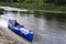 Kayak by the sandy bank
