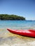 Kayak on the shore of the turquoise sea