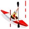 Kayak Slalom Canoe Summer Games Icon Set.3D Isometric Canoeist Paddler.Olympics Slalom Kayak Sporting Competition Race.Sport