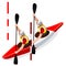 Kayak Slalom Doubles Canoe Summer Games Icon Set.3D Isometric Canoeist