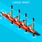 Kayak Sprint Four Summer Games Icon Set.3D Isometric Canoeist Paddler.Olympics Sprint Kayak Sporting Competition Race.Sport