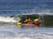 Kayak surfing on sea