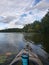 Kayak Views on a Lake in Minnesota on a Summer Day with Clouds in the Sky