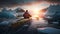 Kayaker on kayak boat in Antarctica. Generative AI