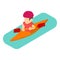 Kayaker man icon, isometric style