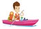 Kayaker riding in kayak vector illustration.