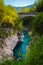 Kayakers exercising on the famous Soca river, near Kobarid, Slovenia