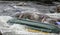 Kayakers fights the white water in a Pivdenny Bug river.