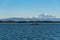 Kayakers paddling in Drayton Harbor on a sunny day with Mount Baker in the background