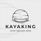 kayaking or canoe logo line art simple minimalist vector illustration template icon graphic design. kayak at river with sun sign