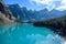 Kayaking, canoeing on the iconic Moraine Lake, which is one of the most popular travel destination and outdoor activity in Banff