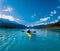 kayaking in glorious lake and mountains