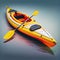 Kayaking on the Lake Concept Photo. Sport Kayak on the Rocky Lake Shore. Close Up Photo.