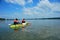 Kayaking on the Mekong River looking for pink dolphins near Don Det, 4000 Islands, Laos