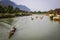 Kayaking on the Mekong River in the picturesque village of Vang Vieng