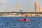Kayaking on the Nile river in Cairo, Egypt