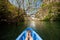 Kayaking through river in Matka canyon, Macedonia