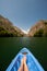 Kayaking through river in Matka canyon, Macedonia