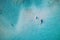Kayaking in the sea with clear turquoise water. Kayaking, leisure activities on the ocean. Aerial drone bird\'s eye view of kayak