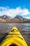 Kayaking on the sea in Svalbard, first person view