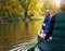 Kayaking season is here again. a young couple going for a canoe ride on the lake.