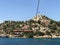 Kayakoy Kekova Simena village,Fethiye,Mugla Sunken city of Kekova in bay of Ucagiz view from sea in Antalya province of Turkey