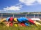 Kayaks at Atlantic shore in Prince Edward Island