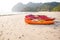 Kayaks on the beach